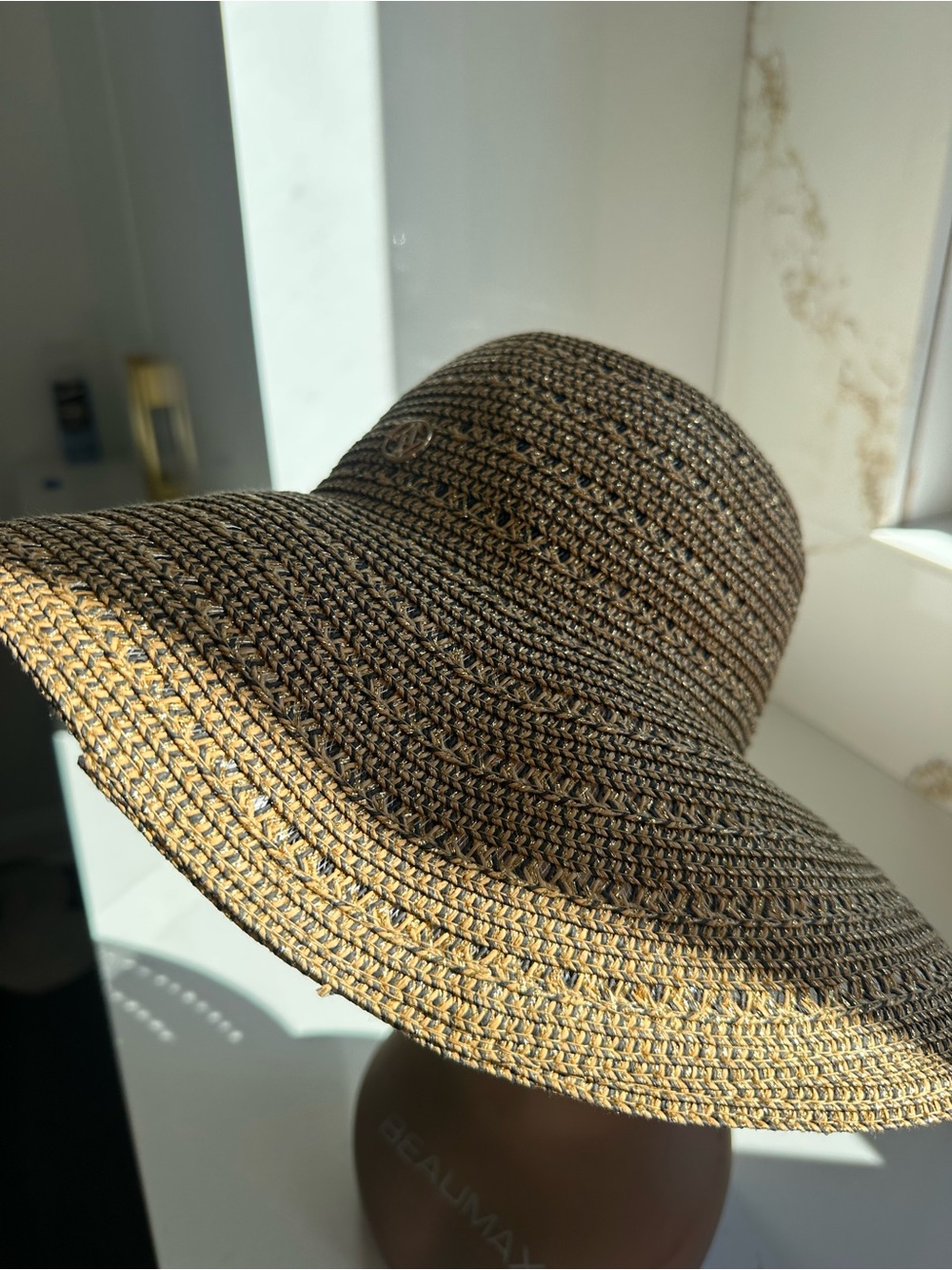 Adrienne Vittadini Wide Brim Straw Sun Hat gold - Picture 4 of 7